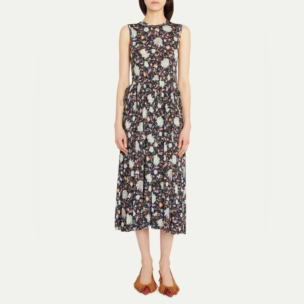 Ulla Johnson Clea Floral Jersey Dress with side ties